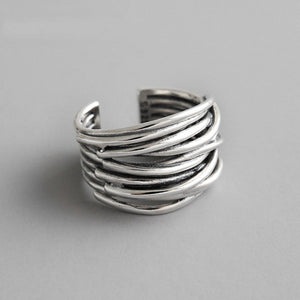 925 Sterling Silber Verstellbarer Ring in Schichten