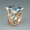 Vintage Rose Gold Blau Zirkonia Ring