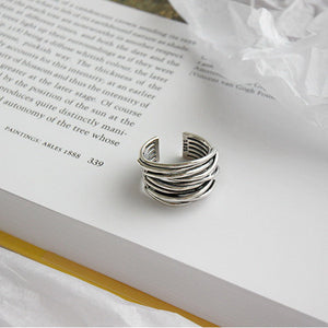 925 Sterling Silber Verstellbarer Ring in Schichten