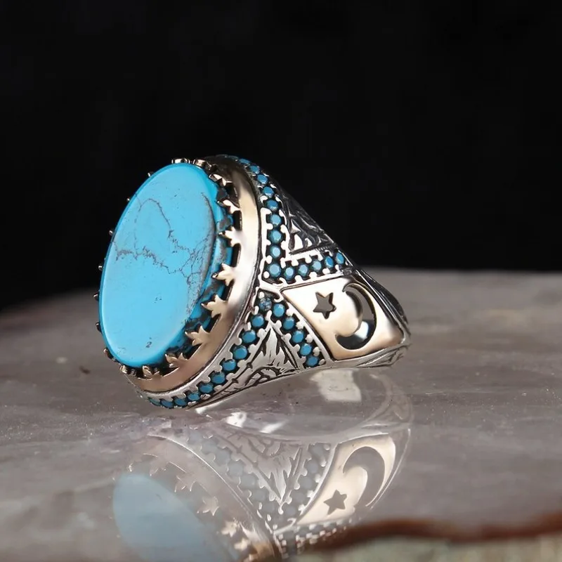 Vintage Türkis eingelegter Stein Ring