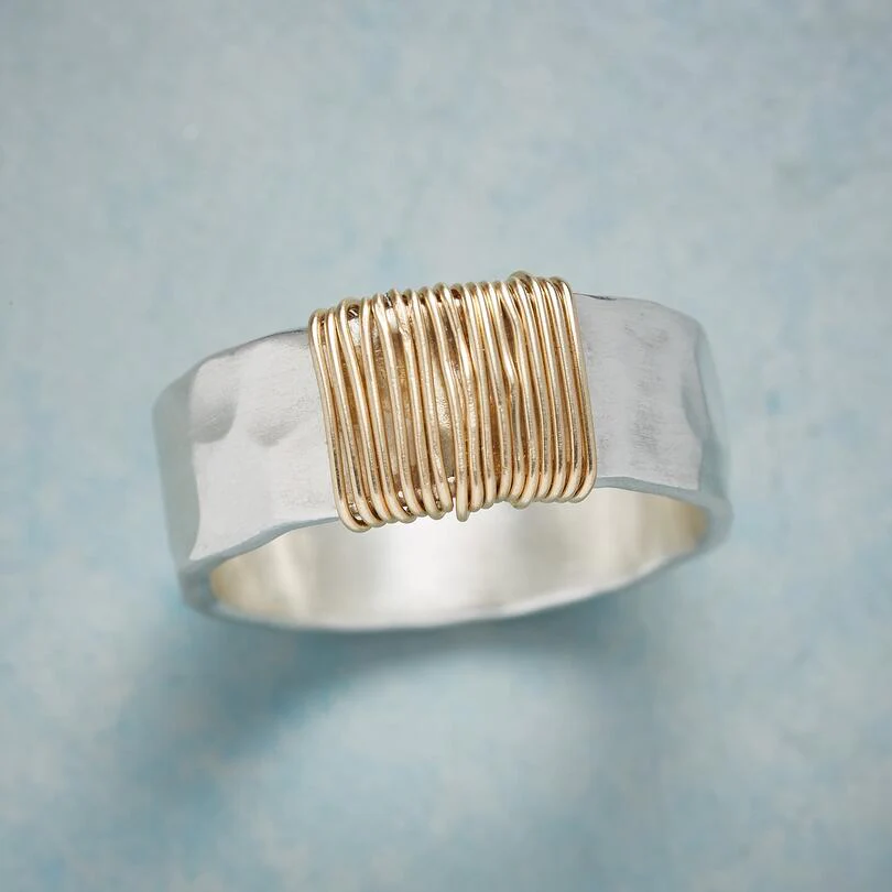 Vintage Goldfaden Ring in Silber