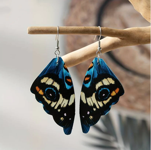 Vintage Blau Schmetterlingsflügel Ohrringe