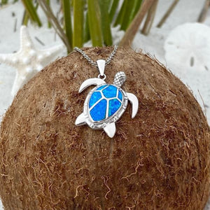 Meeresschildkröten-Halskette aus blauem Opal
