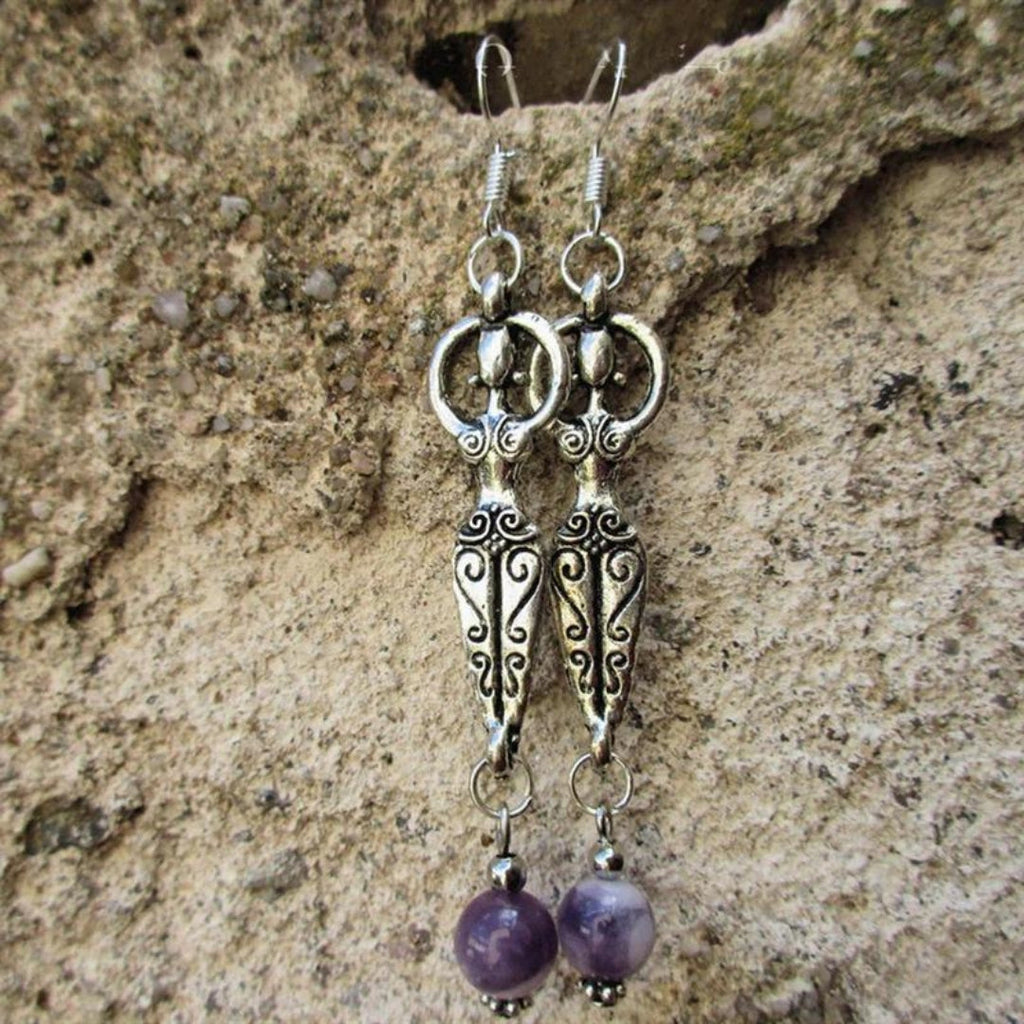 Vintage Anhänger Ohrringe mit Amethyst in Sterlingsilber