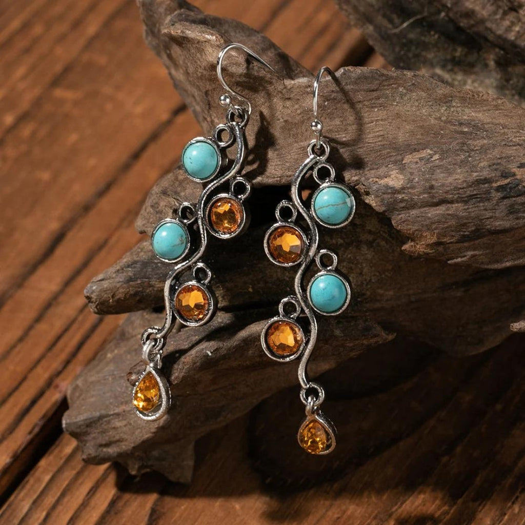 Boho-Ohrringe mit Zirkonia und Opal in Silber