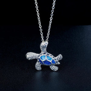 Meeresschildkröten-Halskette aus blauem Opal