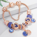 Armband in rosa Silber und blauem Kristall