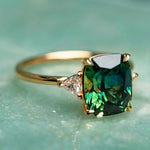 Elegante Quadrat Smaragd Ring
