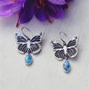 Vintage Silber Blaustein Schmetterling Ohrringe